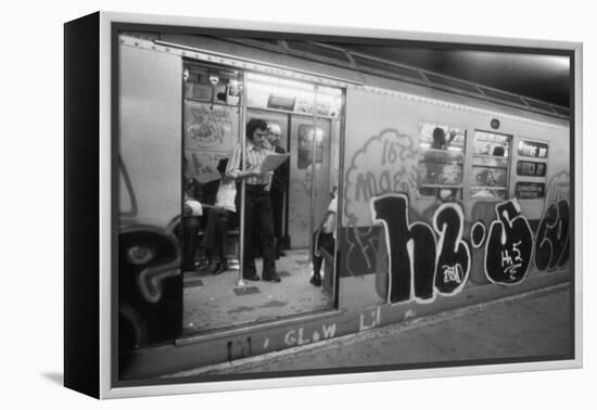 Graffiti on a NYC Subway Car on the Became a Symbol of a City in Decline in 1970s-null-Framed Stretched Canvas