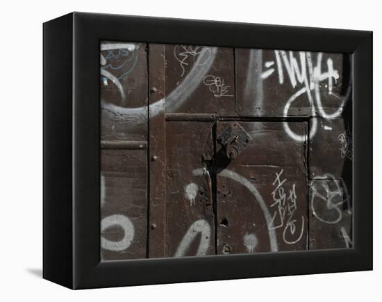 Graffiti on Gate, Spitalfields, London-Richard Bryant-Framed Premier Image Canvas