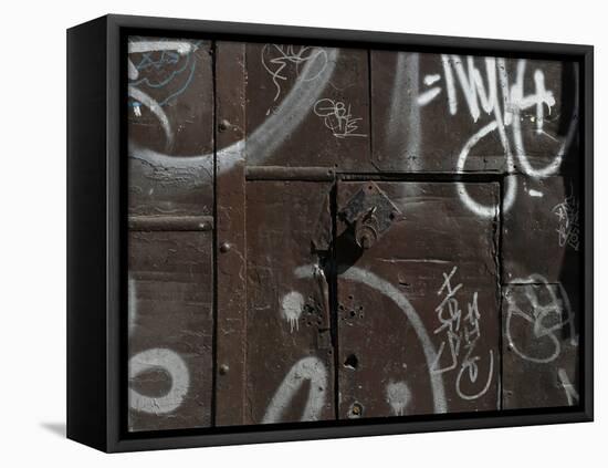 Graffiti on Gate, Spitalfields, London-Richard Bryant-Framed Premier Image Canvas