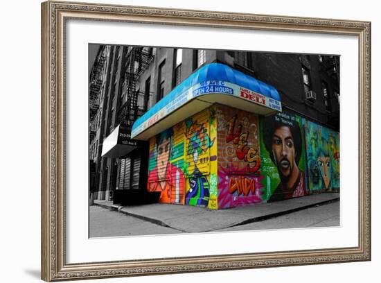 Graffiti on storefronts in NYC-null-Framed Photo