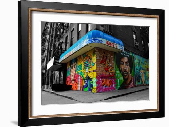 Graffiti on storefronts in NYC-null-Framed Photo