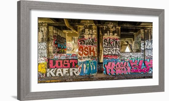 Graffiti on the walls, Tenth Street Bridge, Los Angeles County, Southern California, California...-null-Framed Photographic Print