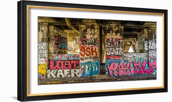 Graffiti on the walls, Tenth Street Bridge, Los Angeles County, Southern California, California...-null-Framed Photographic Print