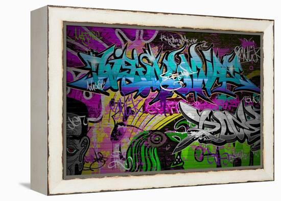 Graffiti Wall Urban Art-SergWSQ-Framed Stretched Canvas