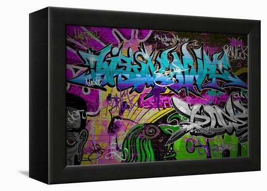 Graffiti Wall Urban Art-SergWSQ-Framed Stretched Canvas