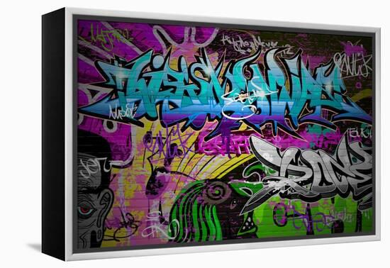 Graffiti Wall Urban Art-SergWSQ-Framed Stretched Canvas