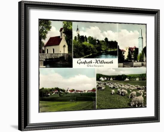 Grafrath Wildenroth Oberbayern, Kirche, Schafherde, Rete Mattel 69-null-Framed Giclee Print