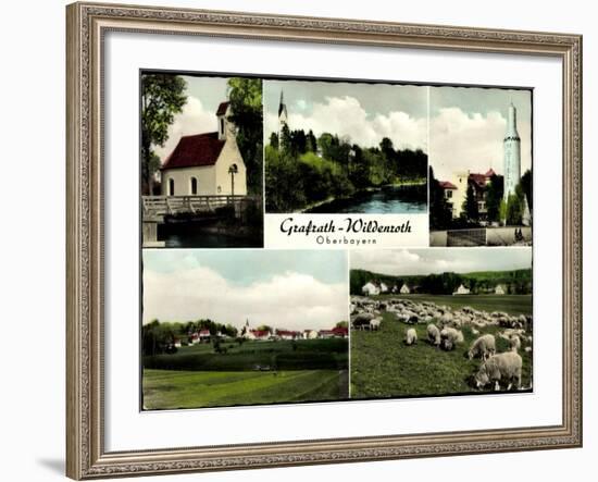 Grafrath Wildenroth Oberbayern, Kirche, Schafherde, Rete Mattel 69-null-Framed Giclee Print