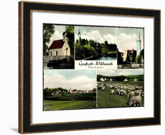 Grafrath Wildenroth Oberbayern, Kirche, Schafherde, Rete Mattel 69-null-Framed Giclee Print