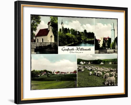 Grafrath Wildenroth Oberbayern, Kirche, Schafherde, Rete Mattel 69-null-Framed Giclee Print