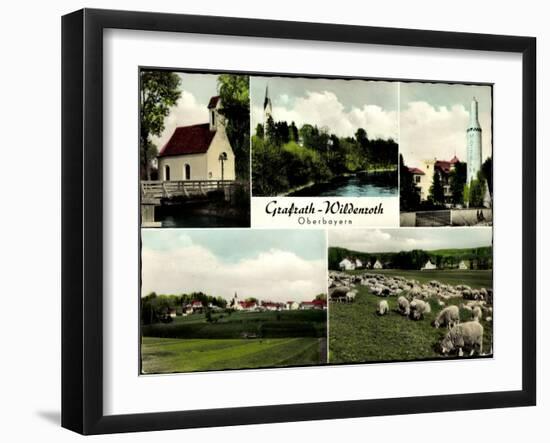 Grafrath Wildenroth Oberbayern, Kirche, Schafherde, Rete Mattel 69-null-Framed Giclee Print