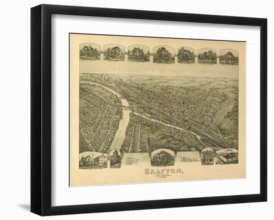 Grafton, West Virginia - Panoramic Map-Lantern Press-Framed Art Print