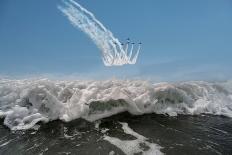 The Red Arrows display team flying in formation over the sea, UK-Graham Eaton-Photographic Print