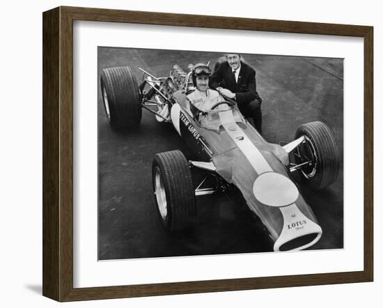 Graham Hill and Colin Chapman with Lotus 49, 1967-null-Framed Photographic Print