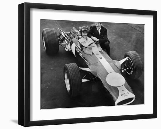 Graham Hill and Colin Chapman with Lotus 49, 1967-null-Framed Photographic Print