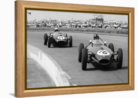 Graham Hill and Jack Brabham Racing in the XI British Grand Prix, Silverstone, July 1958-null-Framed Premier Image Canvas