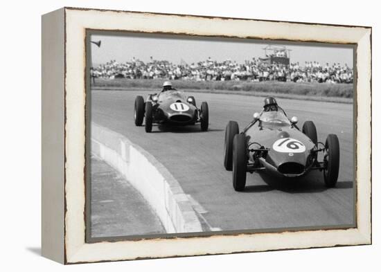 Graham Hill and Jack Brabham Racing in the XI British Grand Prix, Silverstone, July 1958-null-Framed Premier Image Canvas