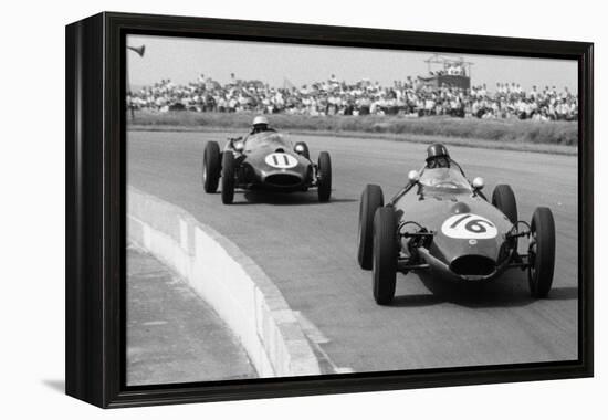 Graham Hill and Jack Brabham Racing in the XI British Grand Prix, Silverstone, July 1958-null-Framed Premier Image Canvas