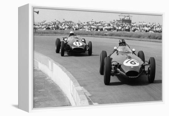 Graham Hill and Jack Brabham Racing in the XI British Grand Prix, Silverstone, July 1958-null-Framed Premier Image Canvas