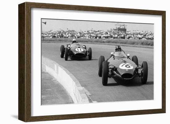 Graham Hill and Jack Brabham Racing in the XI British Grand Prix, Silverstone, July 1958-null-Framed Photographic Print