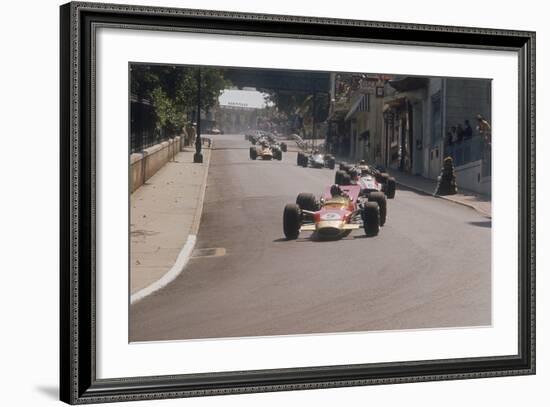 Graham Hill's Lotus Leading John Surtees' Honda, Monaco Grand Prix, 1968-null-Framed Photographic Print