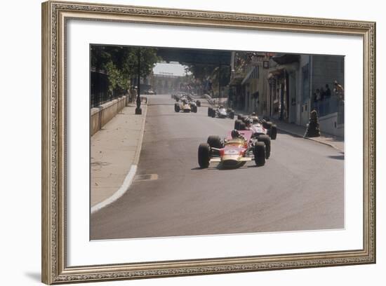 Graham Hill's Lotus Leading John Surtees' Honda, Monaco Grand Prix, 1968-null-Framed Photographic Print