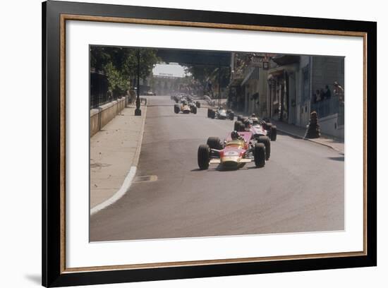 Graham Hill's Lotus Leading John Surtees' Honda, Monaco Grand Prix, 1968-null-Framed Photographic Print