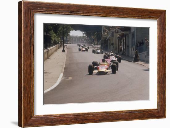 Graham Hill's Lotus Leading John Surtees' Honda, Monaco Grand Prix, 1968-null-Framed Photographic Print