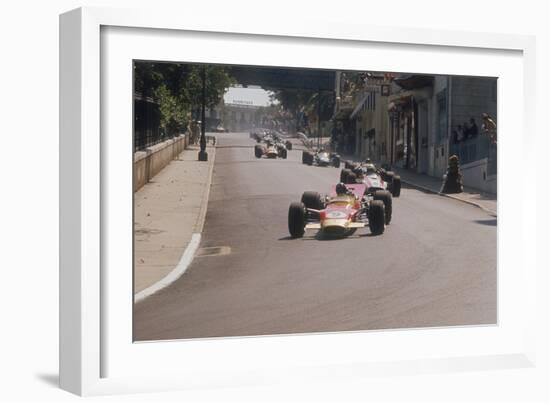 Graham Hill's Lotus Leading John Surtees' Honda, Monaco Grand Prix, 1968-null-Framed Photographic Print