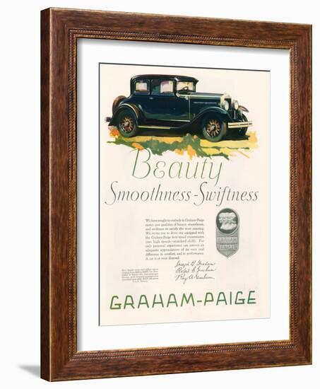 Graham Paige, Magazine Advertisement, USA, 1929-null-Framed Giclee Print