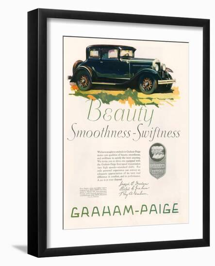 Graham Paige, Magazine Advertisement, USA, 1929-null-Framed Giclee Print