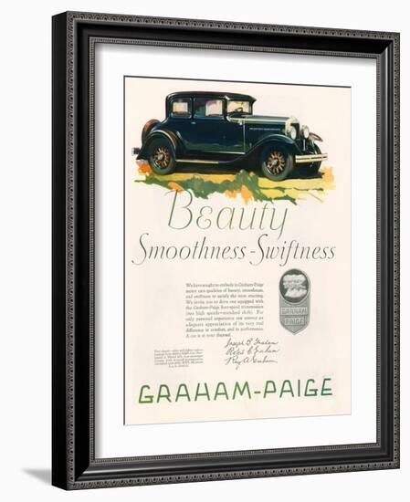 Graham Paige, Magazine Advertisement, USA, 1929-null-Framed Giclee Print