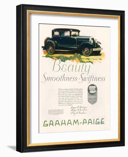 Graham Paige, Magazine Advertisement, USA, 1929-null-Framed Giclee Print