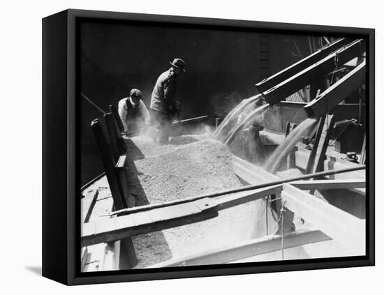 Grain Elevators Filling Barges-Robert Hunt-Framed Premier Image Canvas