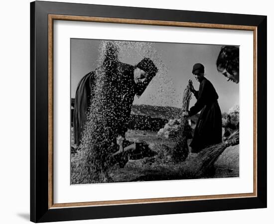 Grain Flying in Air During Winnowing by Women in Famous Spanish Village-W^ Eugene Smith-Framed Photographic Print