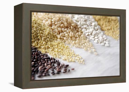 Grain Still Life: Brown Rice, Millet, Rice, Pearl Barley, Amaranth-Amana Images Inc.-Framed Premier Image Canvas