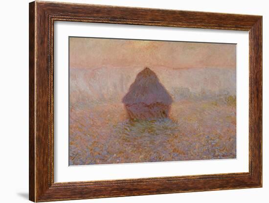 Grainstack, Sun in the Mist, 1891-Claude Monet-Framed Giclee Print