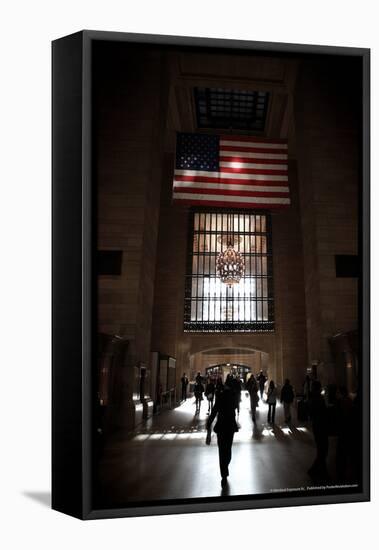 Gramd Central Station American Flag NYC-null-Framed Stretched Canvas