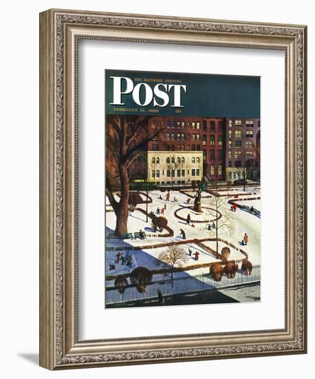 "Gramercy Park" Saturday Evening Post Cover, February 11, 1950-John Falter-Framed Giclee Print