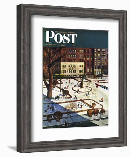 "Gramercy Park" Saturday Evening Post Cover, February 11, 1950-John Falter-Framed Giclee Print