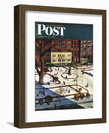 "Gramercy Park" Saturday Evening Post Cover, February 11, 1950-John Falter-Framed Giclee Print