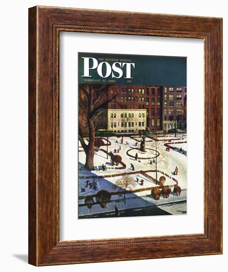 "Gramercy Park" Saturday Evening Post Cover, February 11, 1950-John Falter-Framed Giclee Print