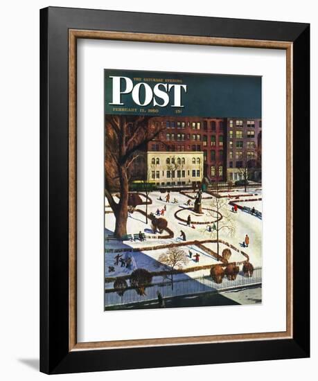 "Gramercy Park" Saturday Evening Post Cover, February 11, 1950-John Falter-Framed Giclee Print