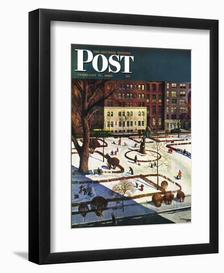 "Gramercy Park" Saturday Evening Post Cover, February 11, 1950-John Falter-Framed Giclee Print