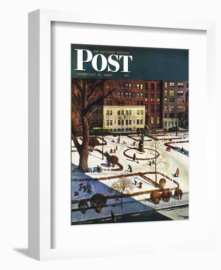 "Gramercy Park" Saturday Evening Post Cover, February 11, 1950-John Falter-Framed Giclee Print