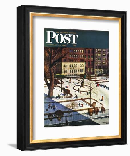 "Gramercy Park" Saturday Evening Post Cover, February 11, 1950-John Falter-Framed Giclee Print