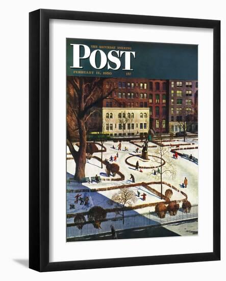 "Gramercy Park" Saturday Evening Post Cover, February 11, 1950-John Falter-Framed Giclee Print