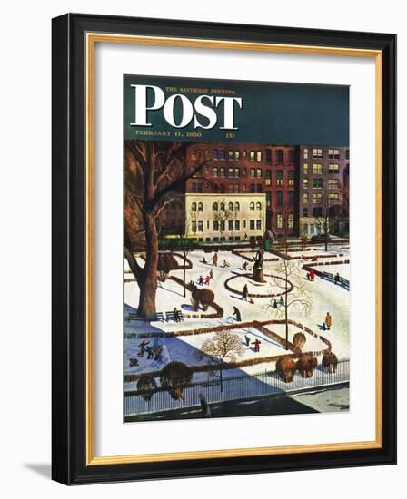 "Gramercy Park" Saturday Evening Post Cover, February 11, 1950-John Falter-Framed Giclee Print