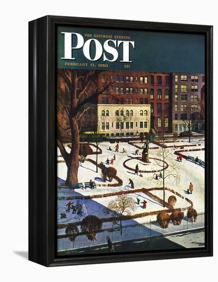 "Gramercy Park" Saturday Evening Post Cover, February 11, 1950-John Falter-Framed Premier Image Canvas