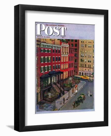 "Gramercy Park," Saturday Evening Post Cover, March 25, 1944-John Falter-Framed Giclee Print